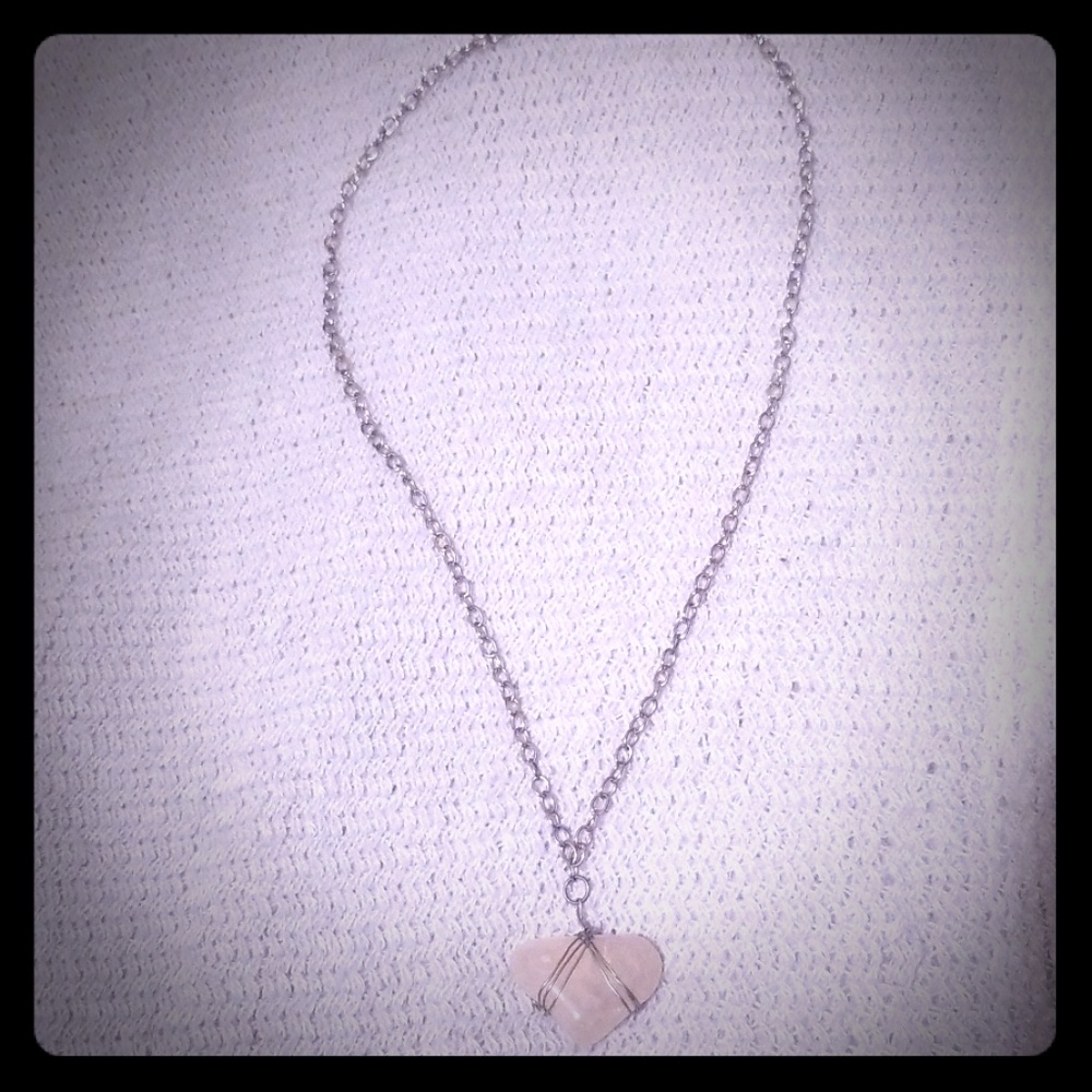 Handmade Rose quartz necklace